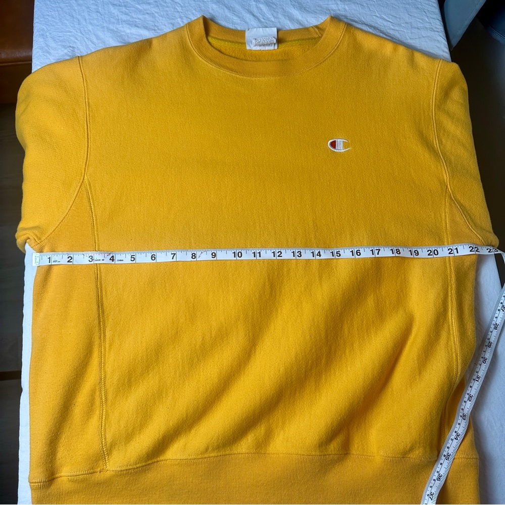 Champion Yellow Women's Crewneck Sweatshirt with Small Logo - Picture 6 of 7